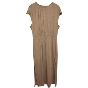 Wayf Beige Side Slits Cinch Waist Key Hole Back Size XL Maxi Dress